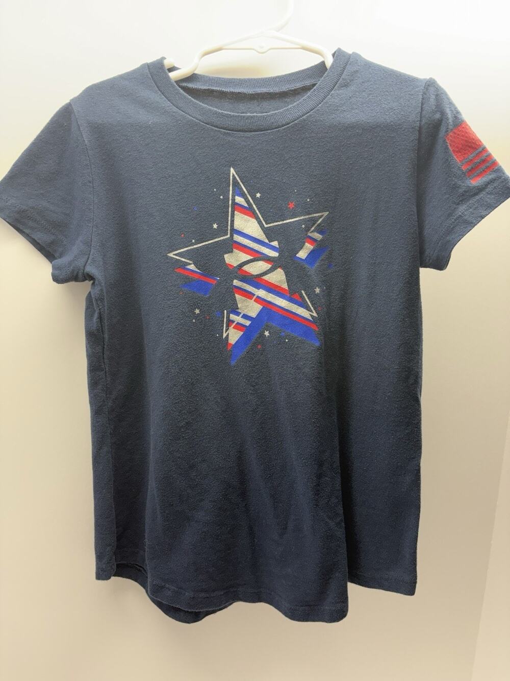 Under Armour Freedom Girls Youth Medium Patriotic Star Flag T-Shirt 4th July